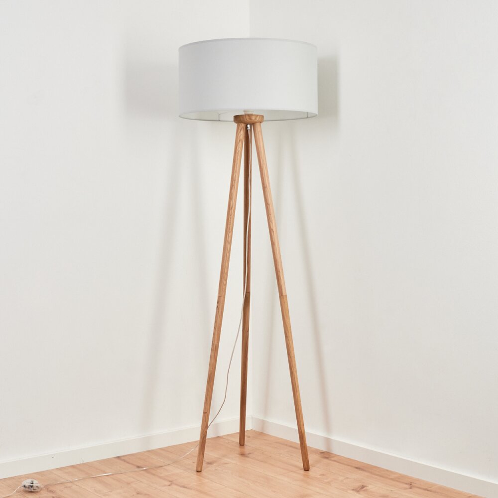 Saladillo Staande lamp Hout donker, Wit, 1-licht