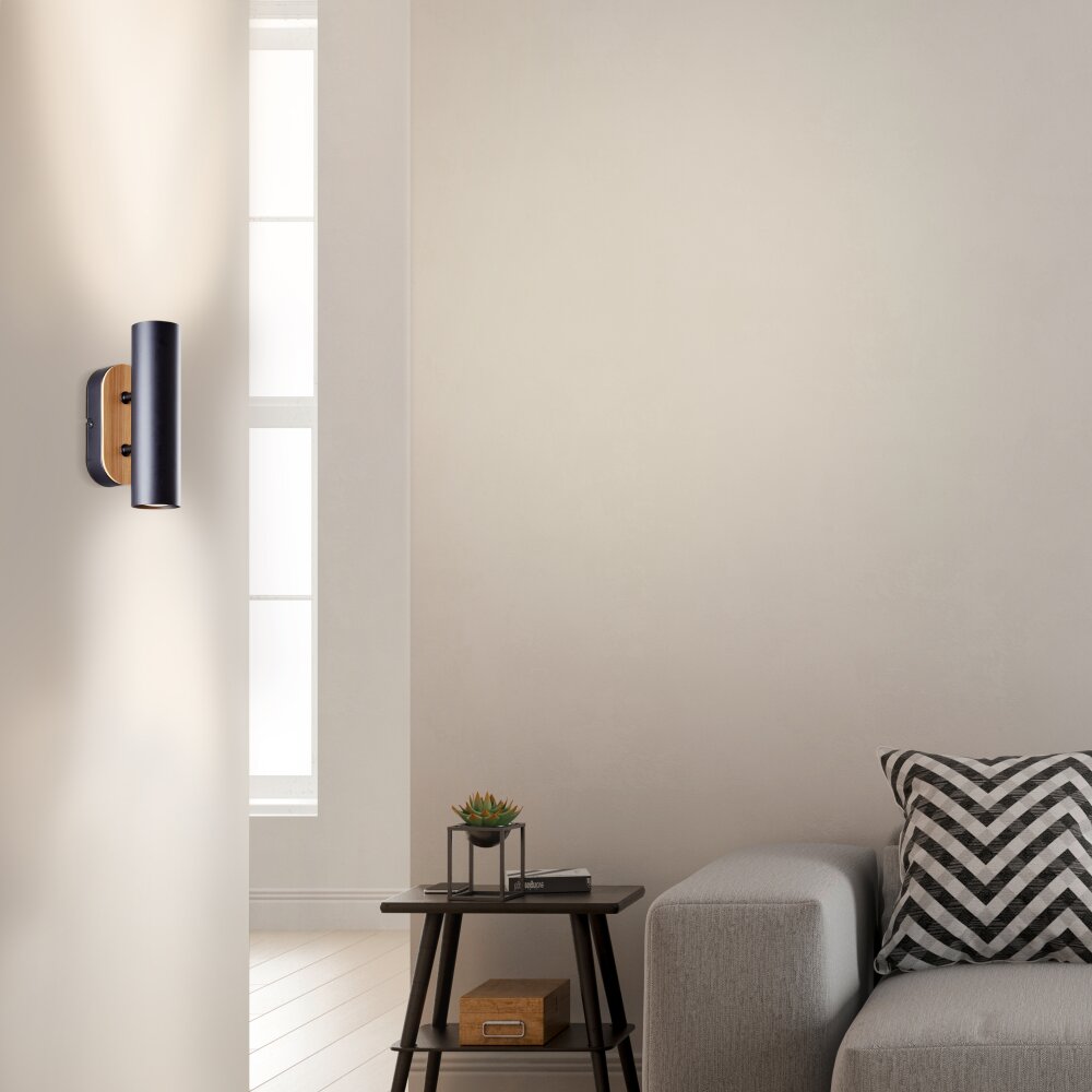 Brilliant Niels Muurlamp Natuurlijke kleuren, Zwart, 2-lichts main product photo