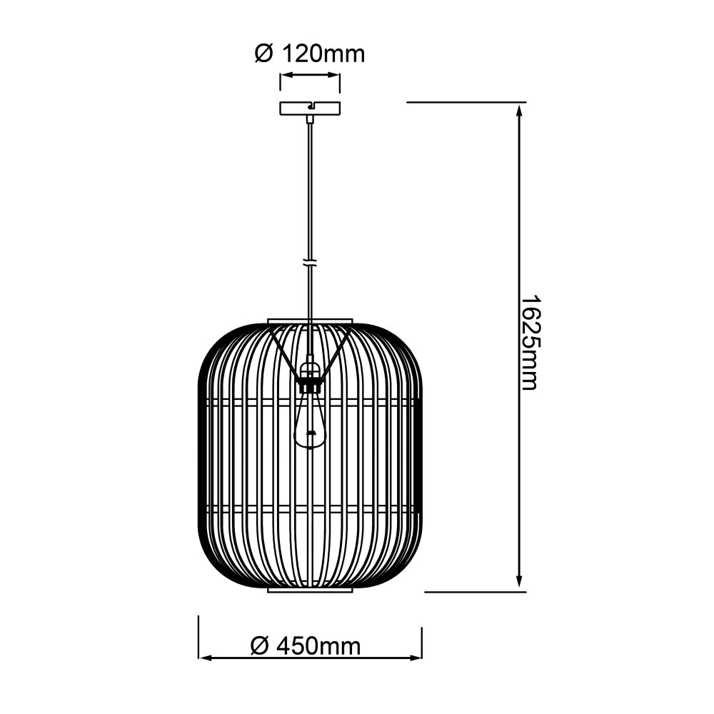 Brilliant Woodrow Hanglamp Zwart, 1-licht
