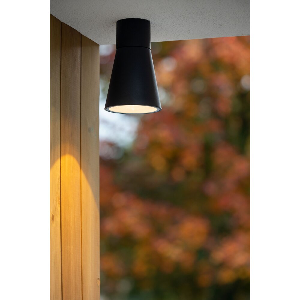 Lucide DERBY Buitenshuis plafond verlichting LED Zwart, 1-licht main product photo