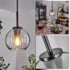 Koyoto Hanger Glas 15 cm roestvrij staal, Zwart, 1-licht