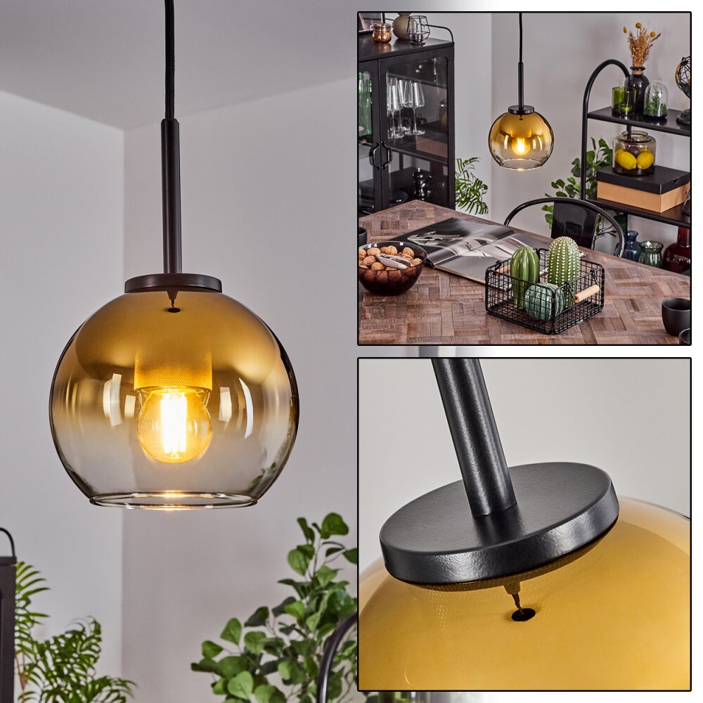 Koyoto Hanger Glas 15 cm roestvrij staal, Zwart, 1-licht main product photo
