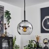 Koyoto Hanger Glas 15 cm roestvrij staal, Zwart, 1-licht