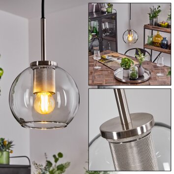 Koyoto Hanger Glas 15 cm Zwart, Zilver, 1-licht