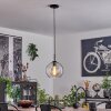 Koyoto Hanger Glas 25 cm roestvrij staal, Zwart, 1-licht