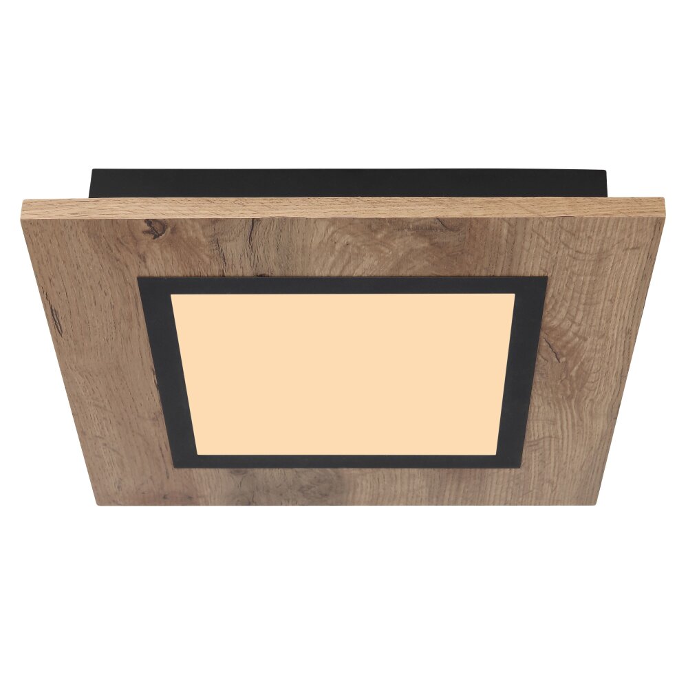 Globo LEA Plafondlamp LED houtlook, Zwart, 1-licht