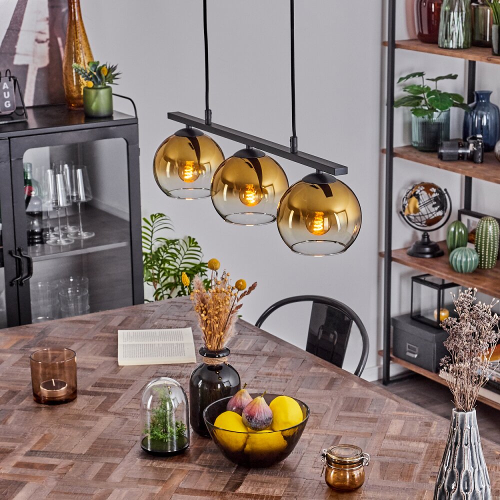 Koyoto Hanglamp Glas 15 cm Goud, Duidelijk, 3-lichts main product photo