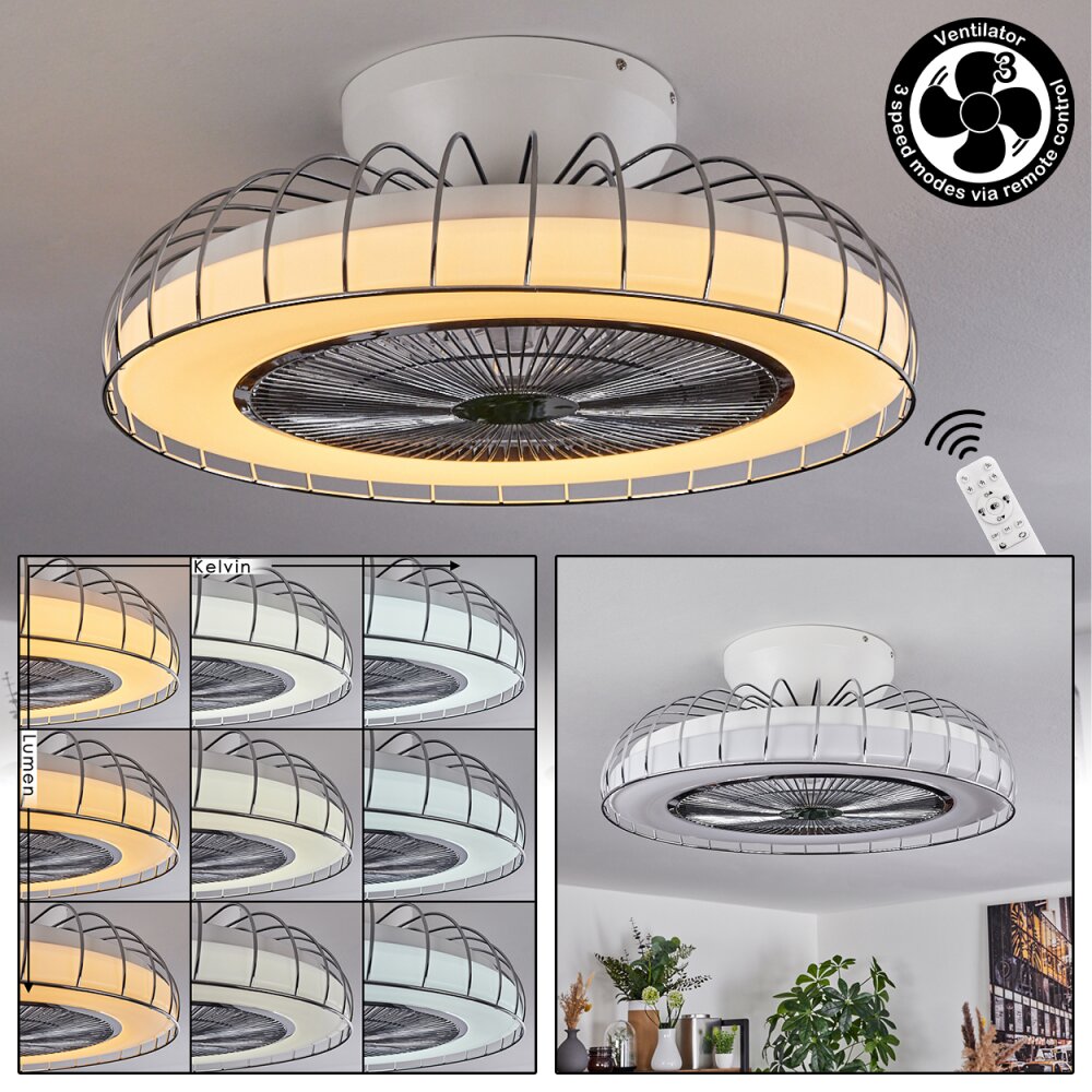 Burmeister plafondventilator LED Wit, 1-licht, Afstandsbediening main product photo