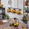 Koyoto Hanglamp Glas 20 cm Goud, Duidelijk, 3-lichts