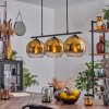 Koyoto Hanglamp Glas 20 cm Goud, Duidelijk, 3-lichts