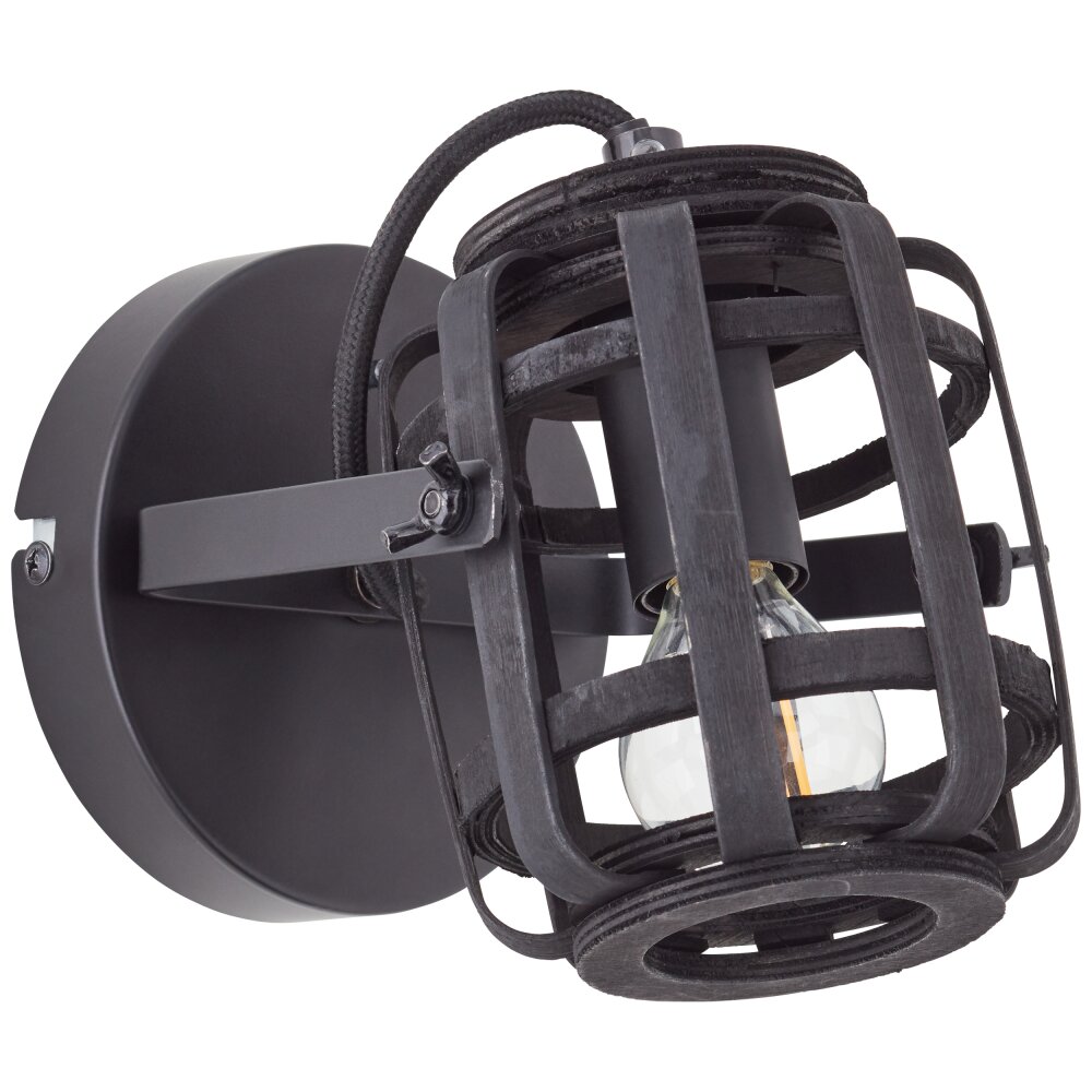 Brilliant Woodrow Muurlamp Zwart, 1-licht