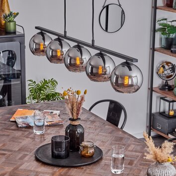 Koyoto Hanglamp Glas 15 cm Rookkleurig, 5-lichts