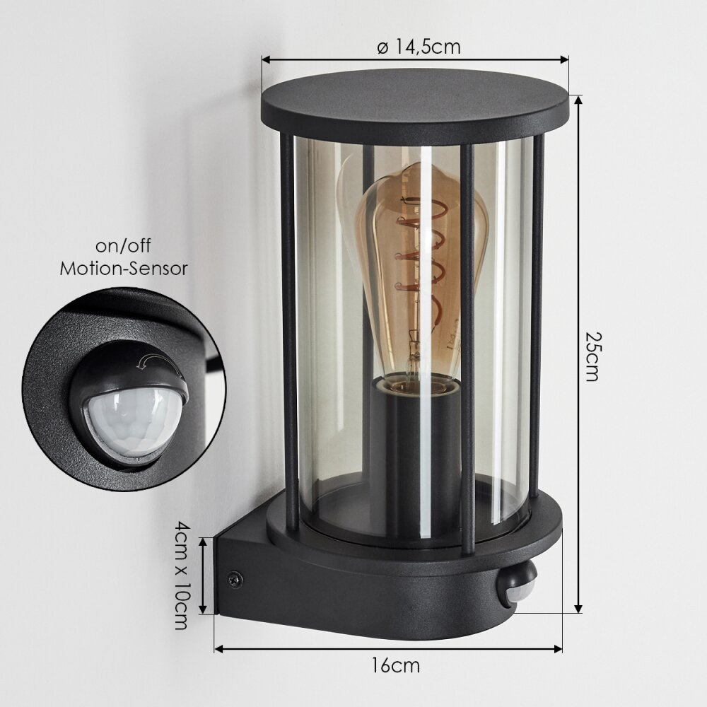 Sumalao Buiten muurverlichting Zwart, 1-licht, Bewegingsmelder