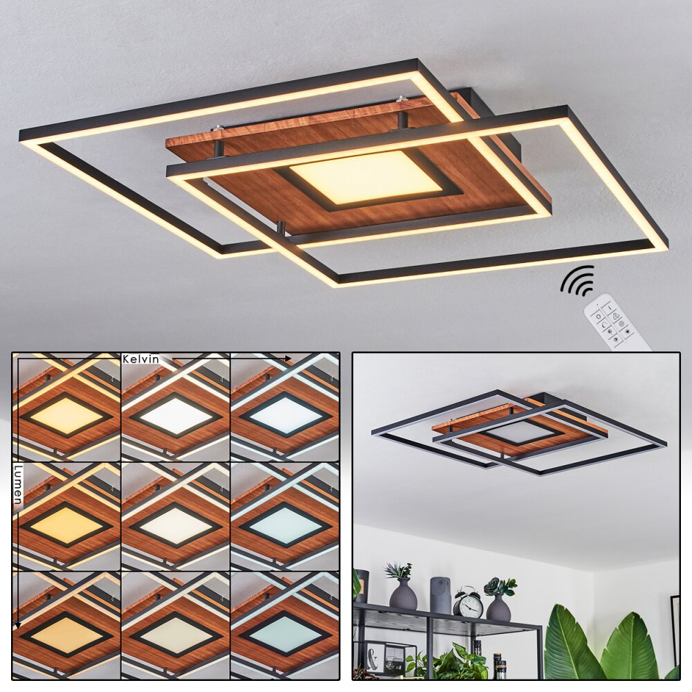 Panqueua Plafondlamp LED Bruin, Zwart, 1-licht, Afstandsbediening main product photo