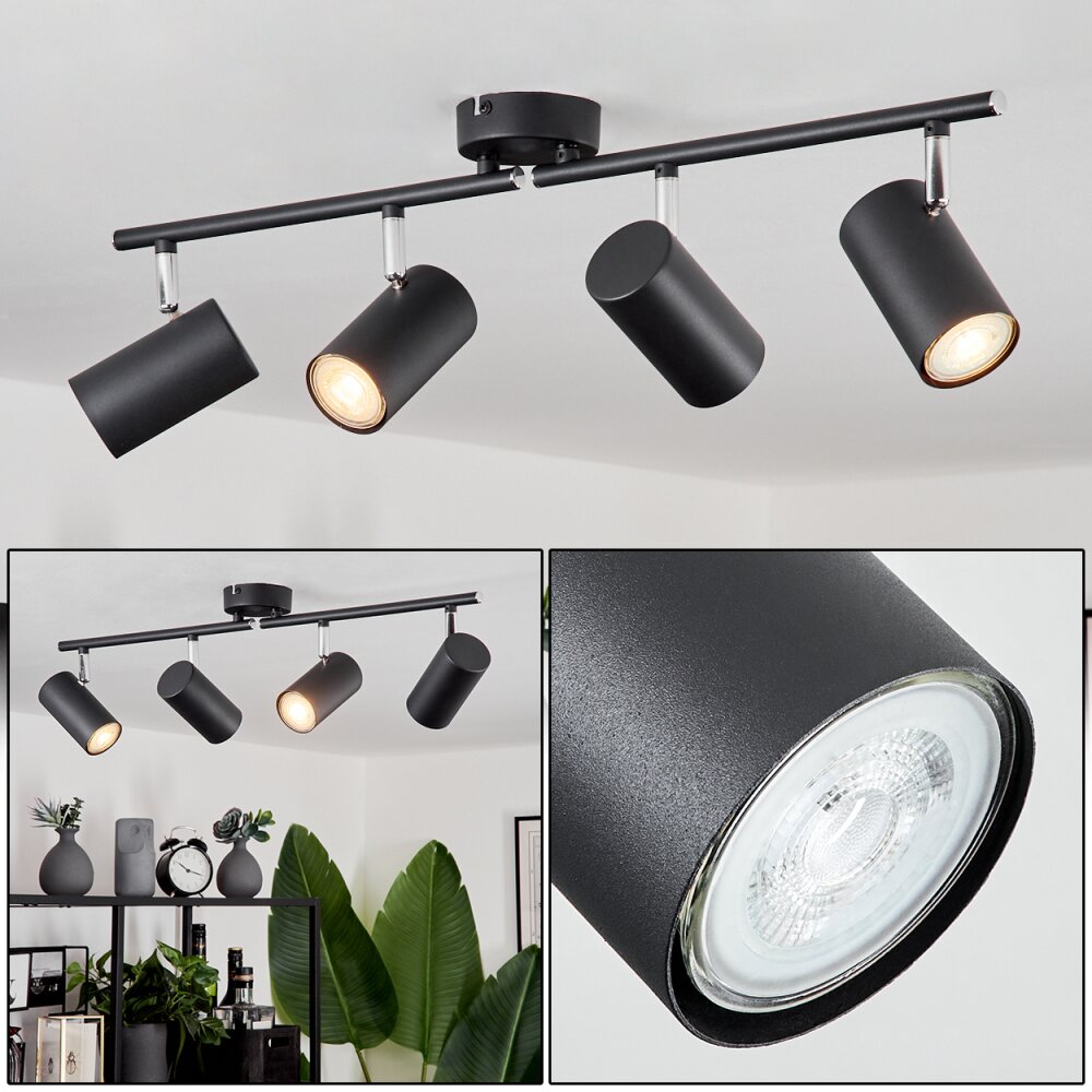 Javel Plafondlamp Chroom, Zwart, 4-lichts main product photo