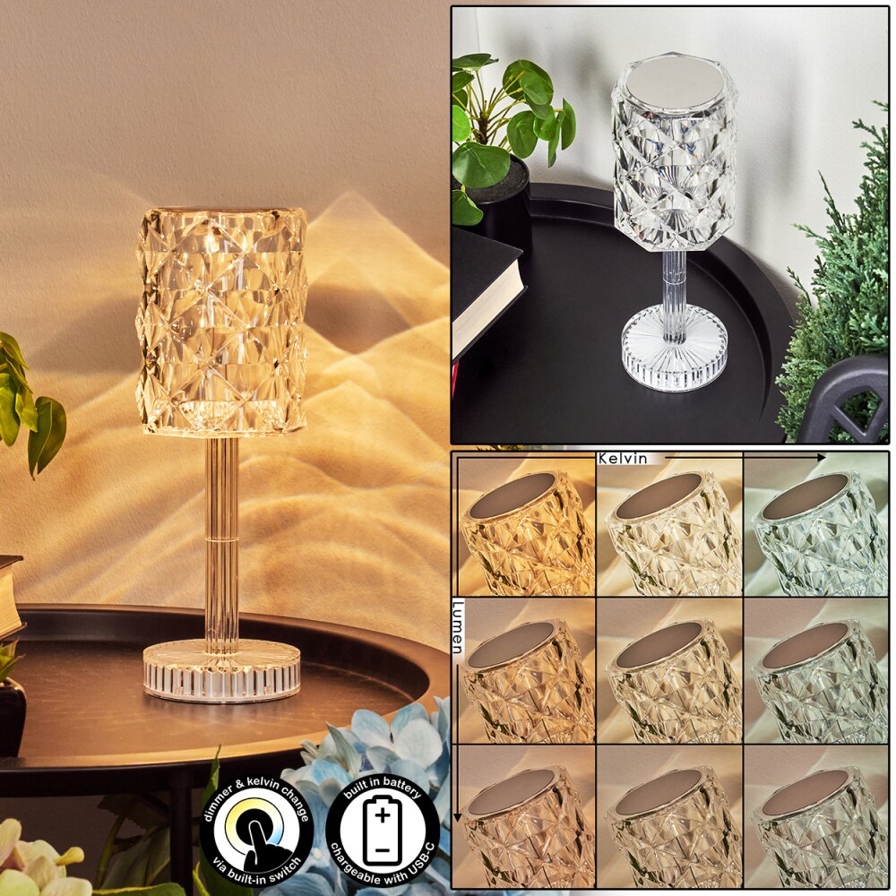 Toire Tafellamp LED Transparant, Helder, Wit, 1-licht main product photo