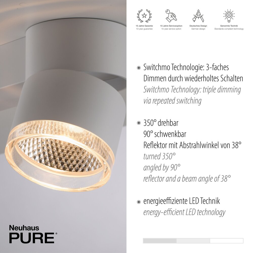 Paul Neuhaus PURE-NOLA Plafondlamp LED Wit, 2-lichts