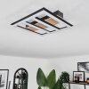 Nganbeto Plafondlamp LED houtlook, Zwart, 1-licht