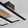 Nganbeto Plafondlamp LED houtlook, Zwart, 1-licht