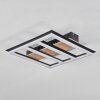 Nganbeto Plafondlamp LED houtlook, Zwart, 1-licht