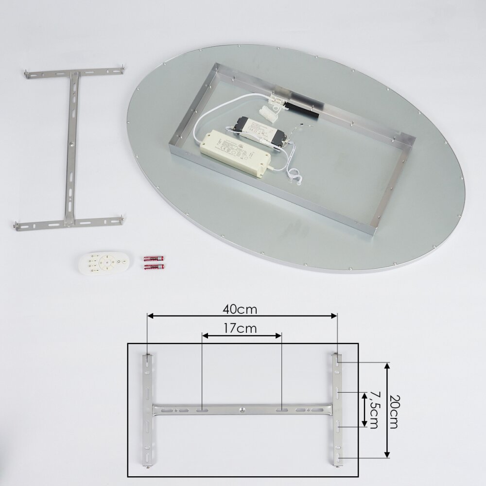 Kombito Plafondpaneel LED Zilver, Wit, 1-licht, Afstandsbediening