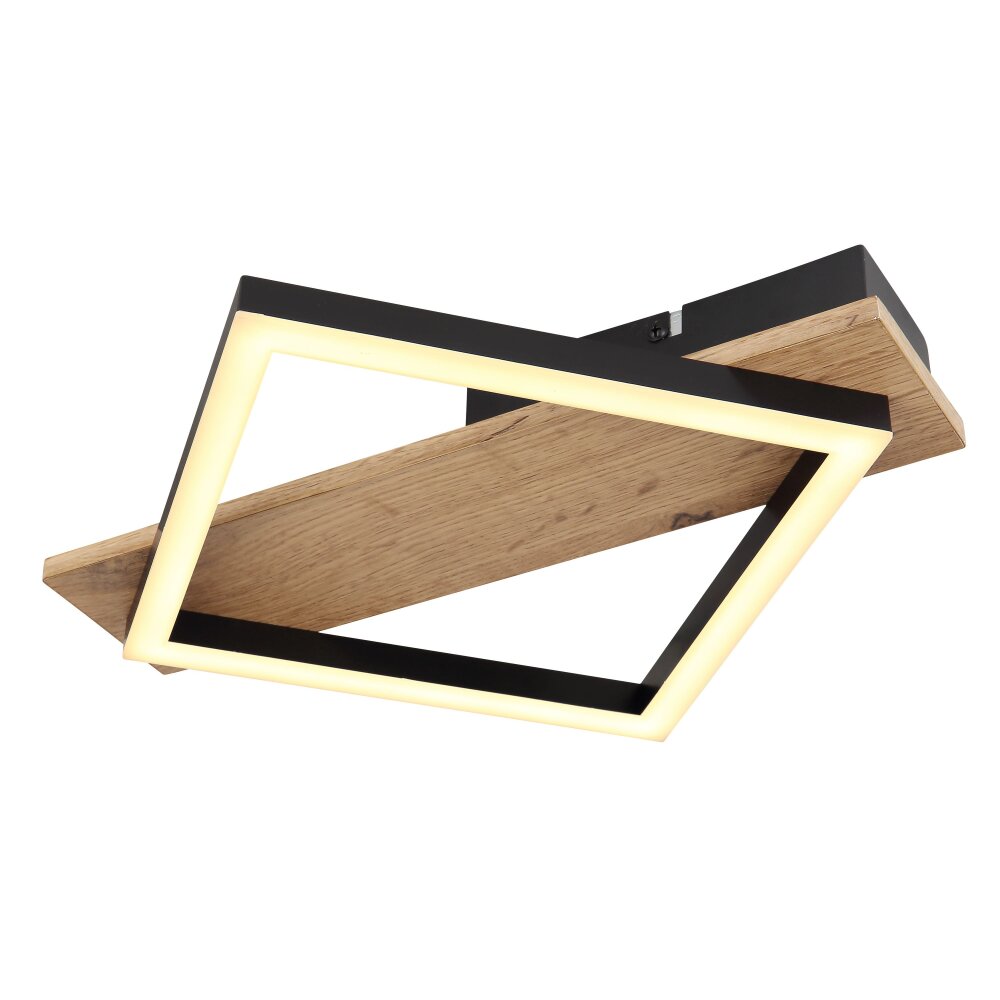 Globo BEATRIX Plafondlamp LED houtlook, Zwart, 1-licht main product photo