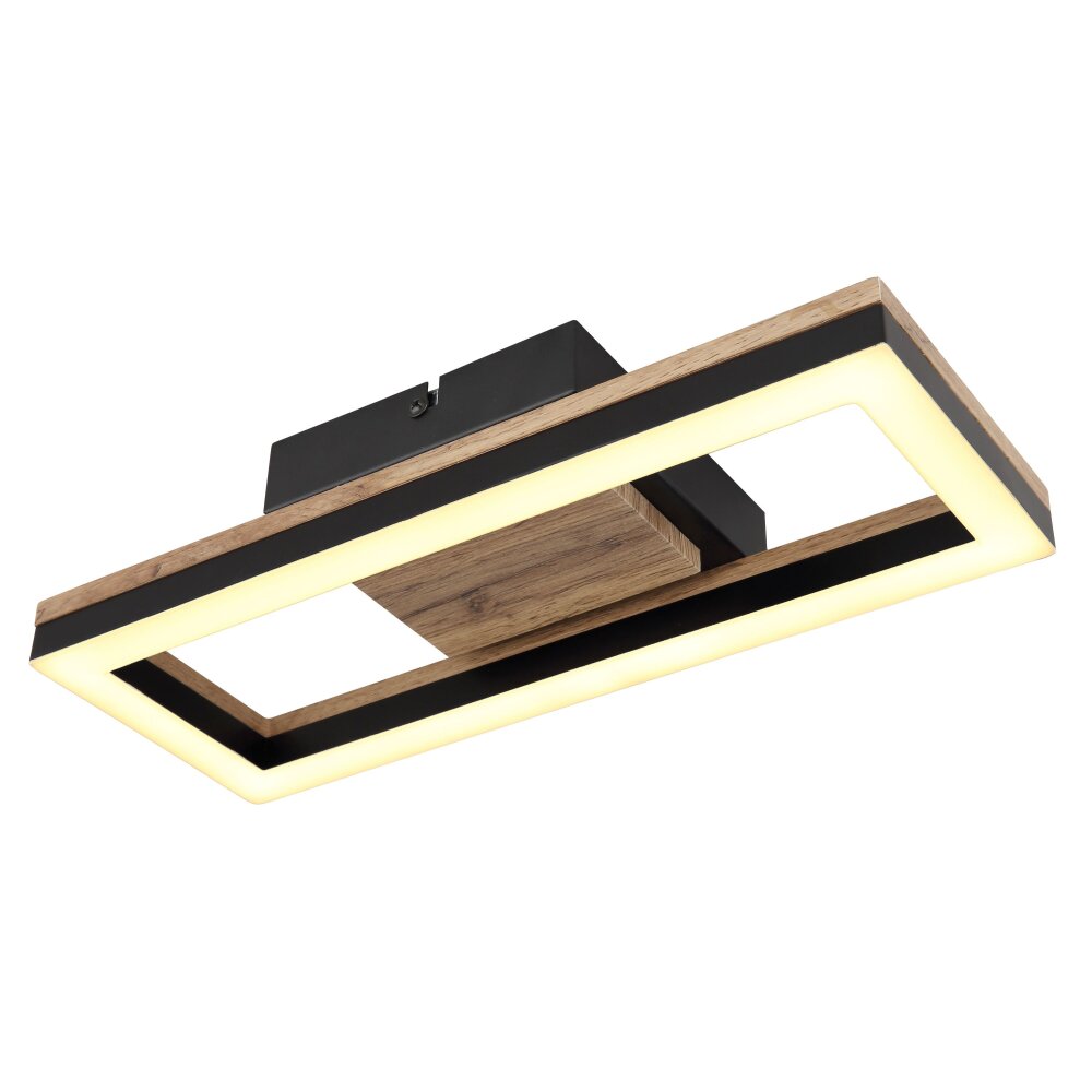 Globo BEATRIX Plafondlamp LED houtlook, Zwart, 1-licht main product photo