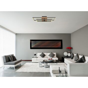 Avelal Plafondlamp LED Hout licht, houtlook, Zwart, 1-licht