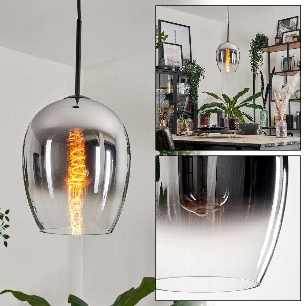 Vevino Hanger Glas 20cm Chroom, Duidelijk, Rookkleurig, 1-licht main product photo
