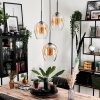Vevino Hanger Glas 20cm Amber, Duidelijk, 3-lichts