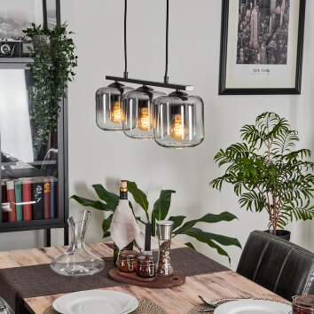 Lauden Hanglamp Glas 15 cm Rookkleurig, 3-lichts Lauden Hanglamp Glas 15 cm Rookkleurig, 3-lichts
