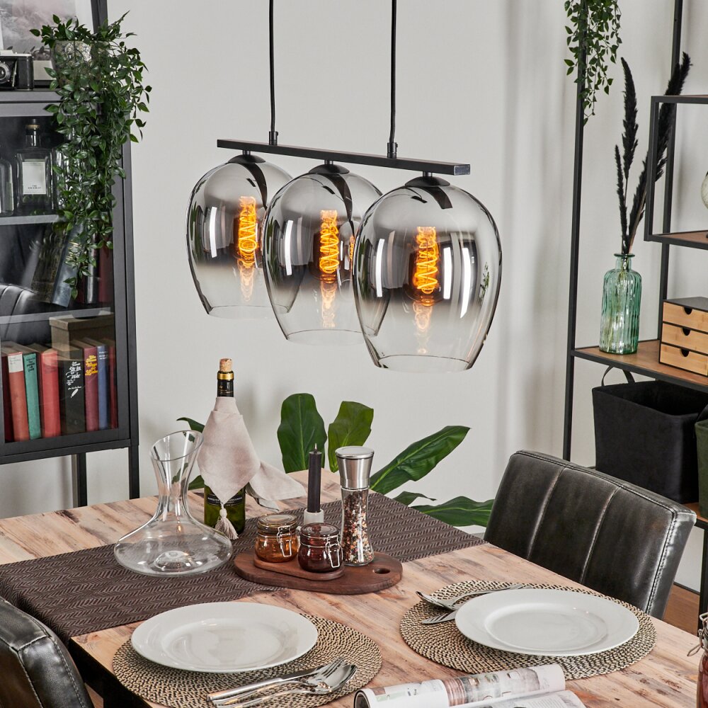 Vevino Hanglamp Glas 20cm Chroom, Duidelijk, Rookkleurig, 3-lichts main product photo