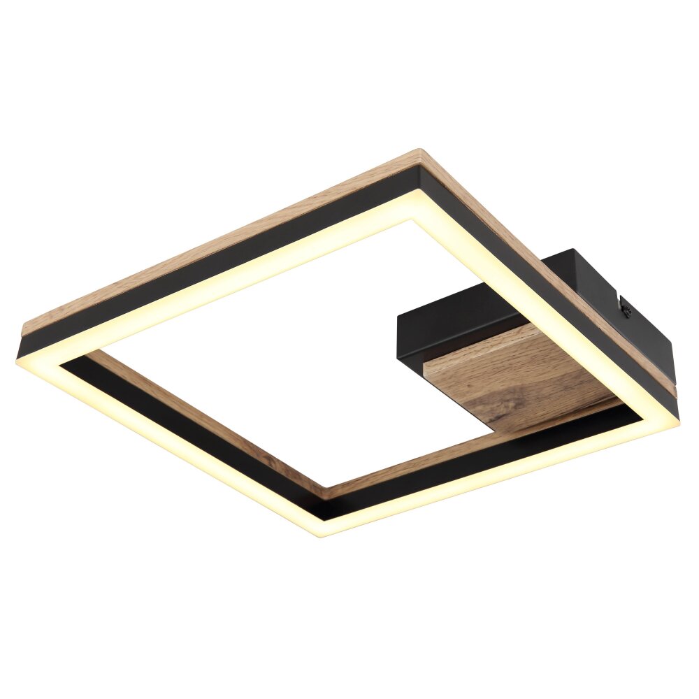 Globo BEATRIX Plafondlamp LED houtlook, Zwart, 1-licht main product photo
