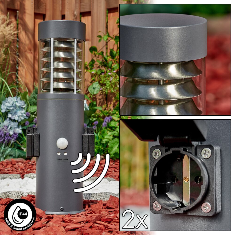 Dakar Sokkellamp Antraciet, 1-licht, Bewegingsmelder main product photo