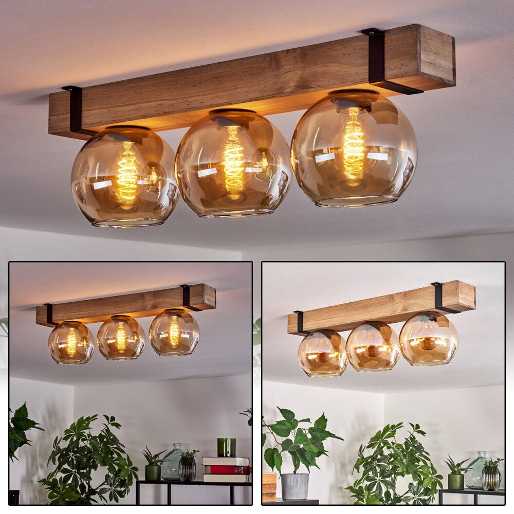 Montgomery Plafondlamp Glas 15 cm Zwart, 3-lichts main product photo
