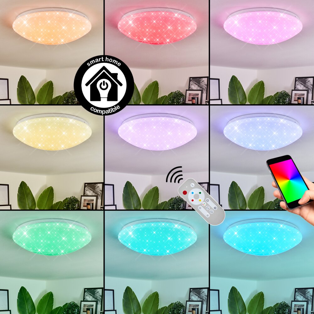Melres Plafondlamp LED Wit, 1-licht, Afstandsbediening