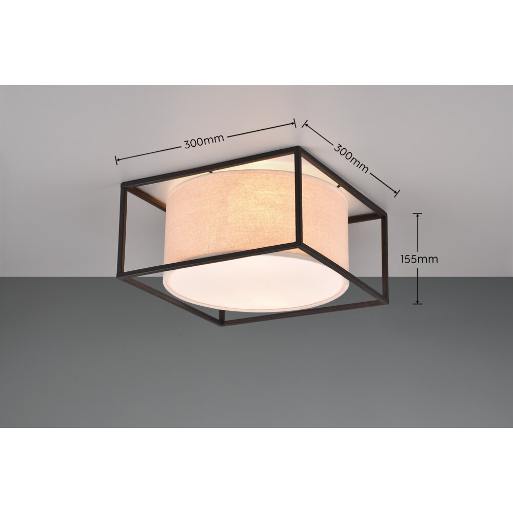 Trio Ross Plafondlamp Zwart, 2-lichts