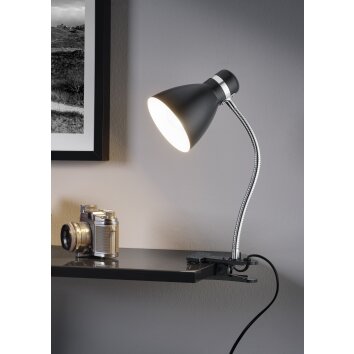 Reality HARVEY Klemlamp Chroom, Zwart, 1-licht