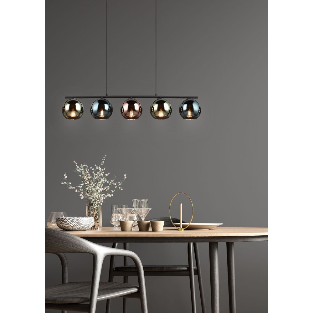 Reality SHELDON Hanglamp Zwart, 5-lichts main product photo