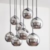Koyoto Hanger - Glas Chroom, Rookkleurig, 8-lichts