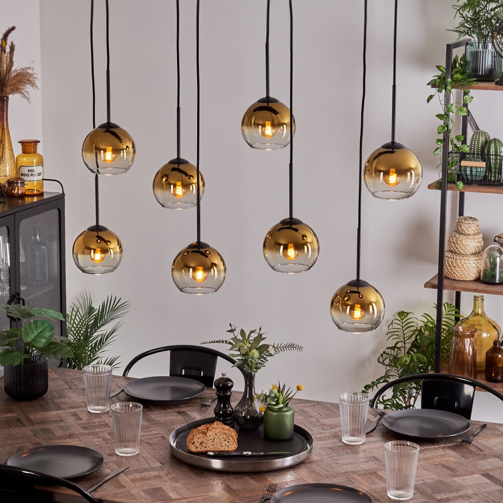 Koyoto Hanger - Glas Goud, Duidelijk, 8-lichts main product photo