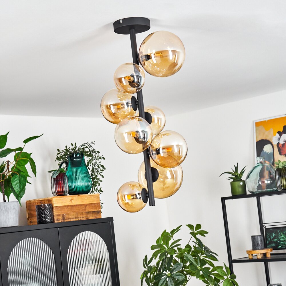 Chehalis Plafondlamp Zwart, 8-lichts
