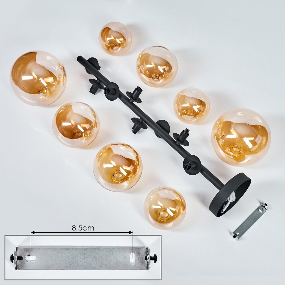 Chehalis Plafondlamp Zwart, 8-lichts