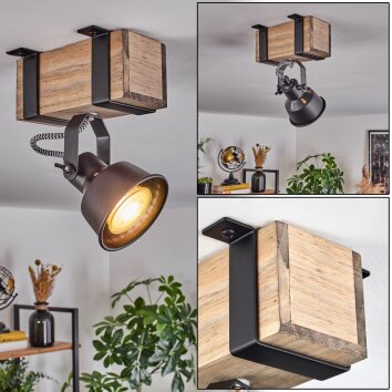 Safari Plafondlamp Natuurlijke kleuren, Zwart, 1-licht