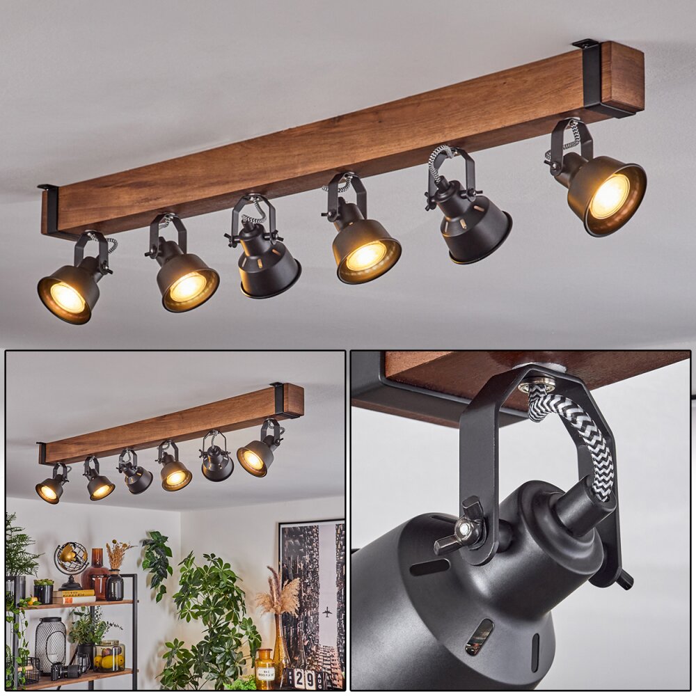 Safari Plafondlamp Bruin, Zwart, 6-lichts main product photo