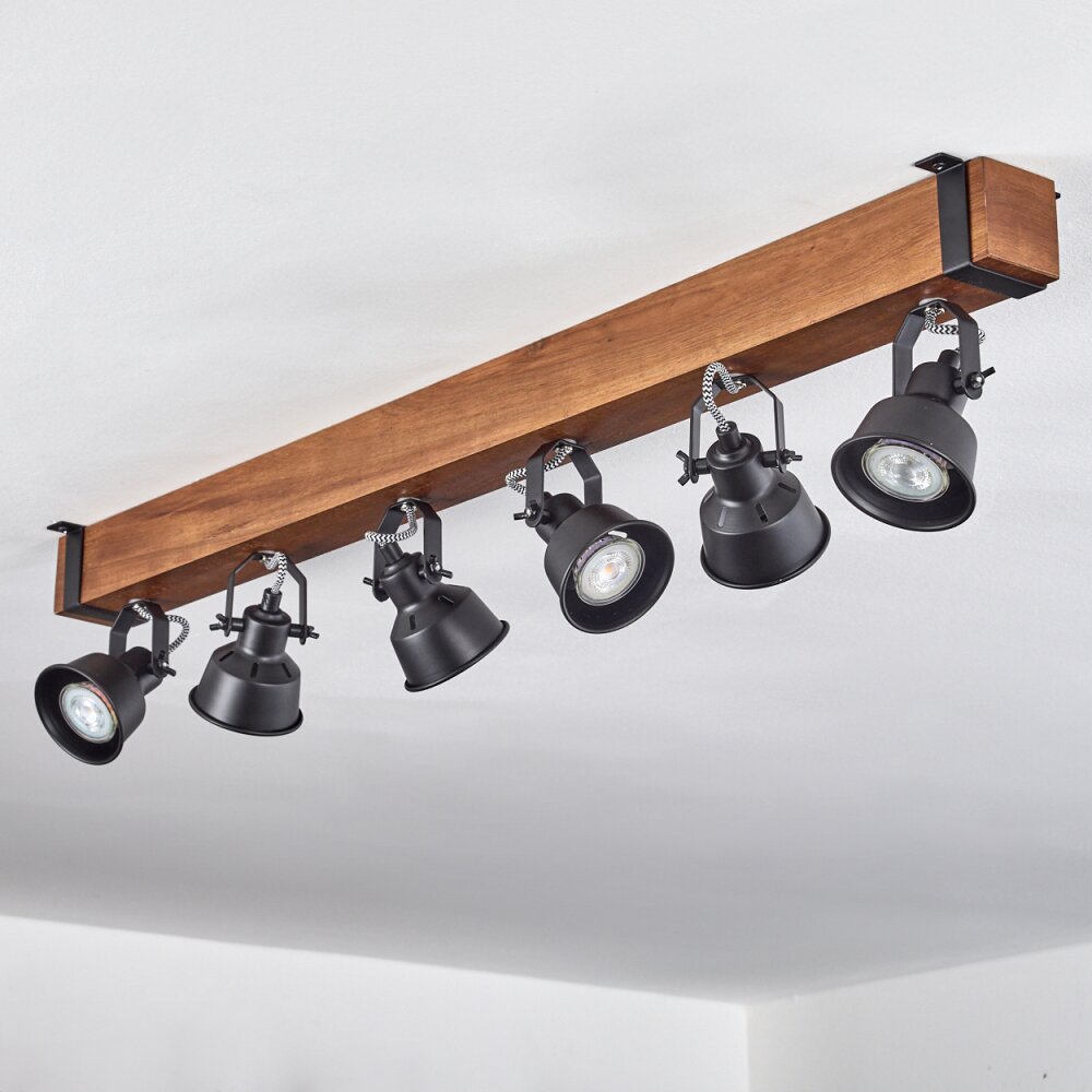 Safari Plafondlamp Bruin, Zwart, 6-lichts