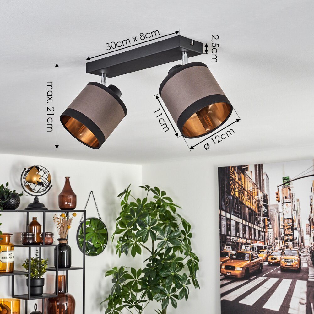 Lohobe Plafondlamp Chroom, Zwart, 2-lichts
