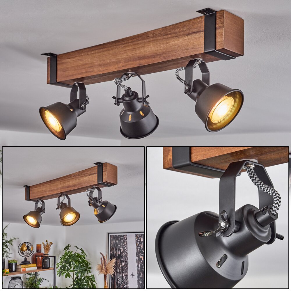 Safari Plafondlamp Bruin, Zwart, 3-lichts main product photo