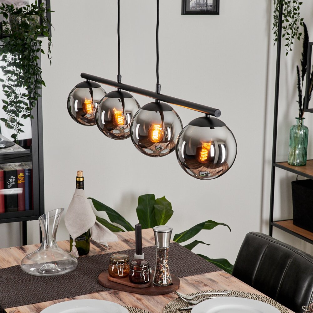 Gastor Hanglamp - Glas Chroom, Rookkleurig, 4-lichts main product photo