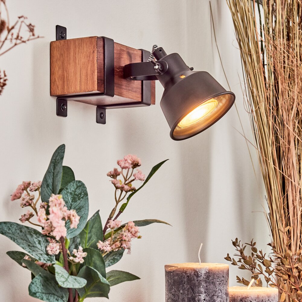 Safari Muurlamp Donkerbruin, Zwart, 1-licht
